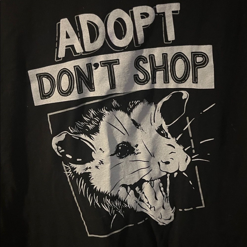 Black Graphic Tee - Adopt Don't Shop XL Opposum - Picture 4 of 4